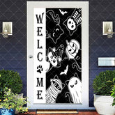 Aperturee - White Black Cats Halloween Welcome Home Door Cover